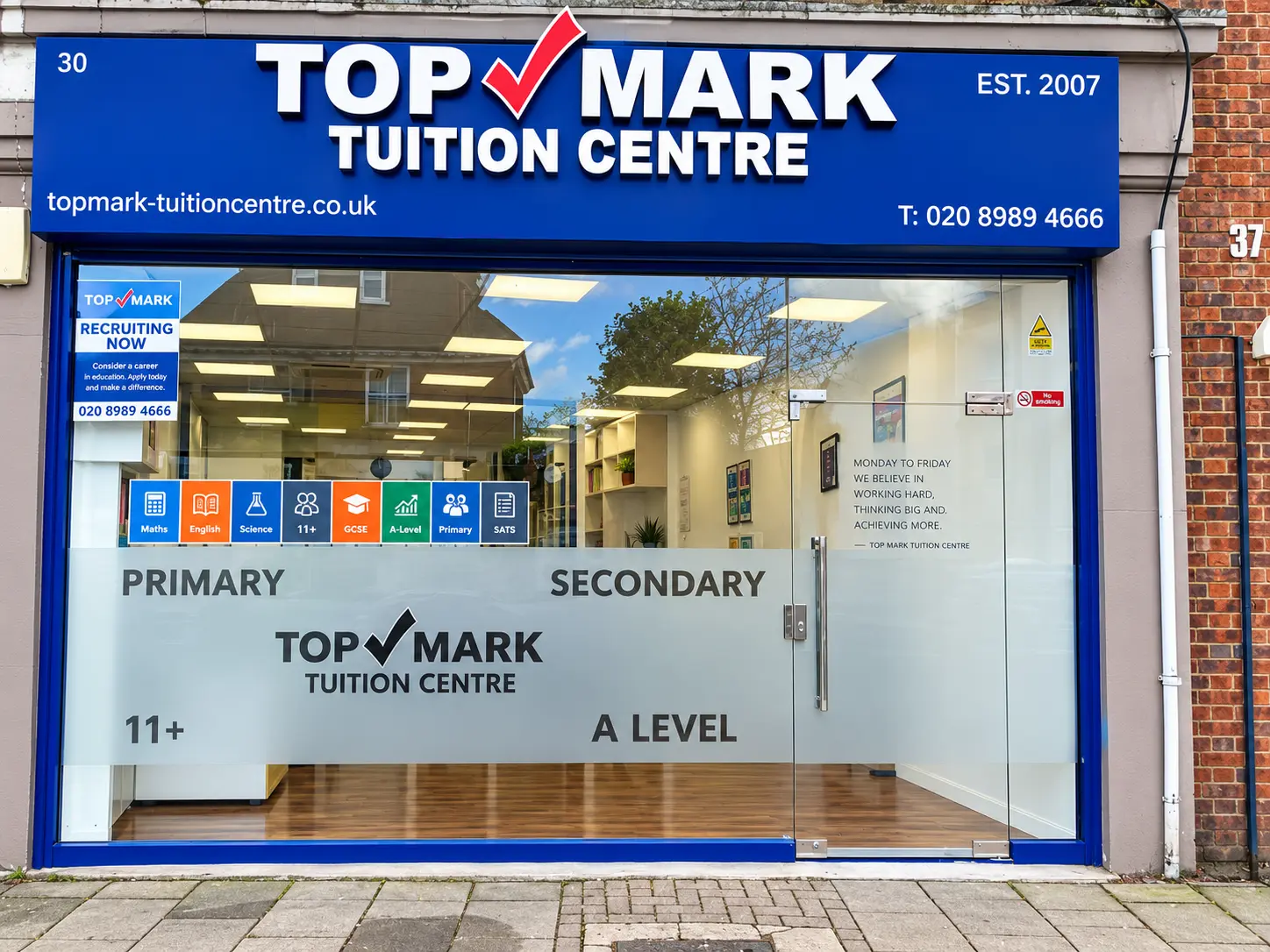 The Top Mark Tuition Centre shopfront on Chingford high street