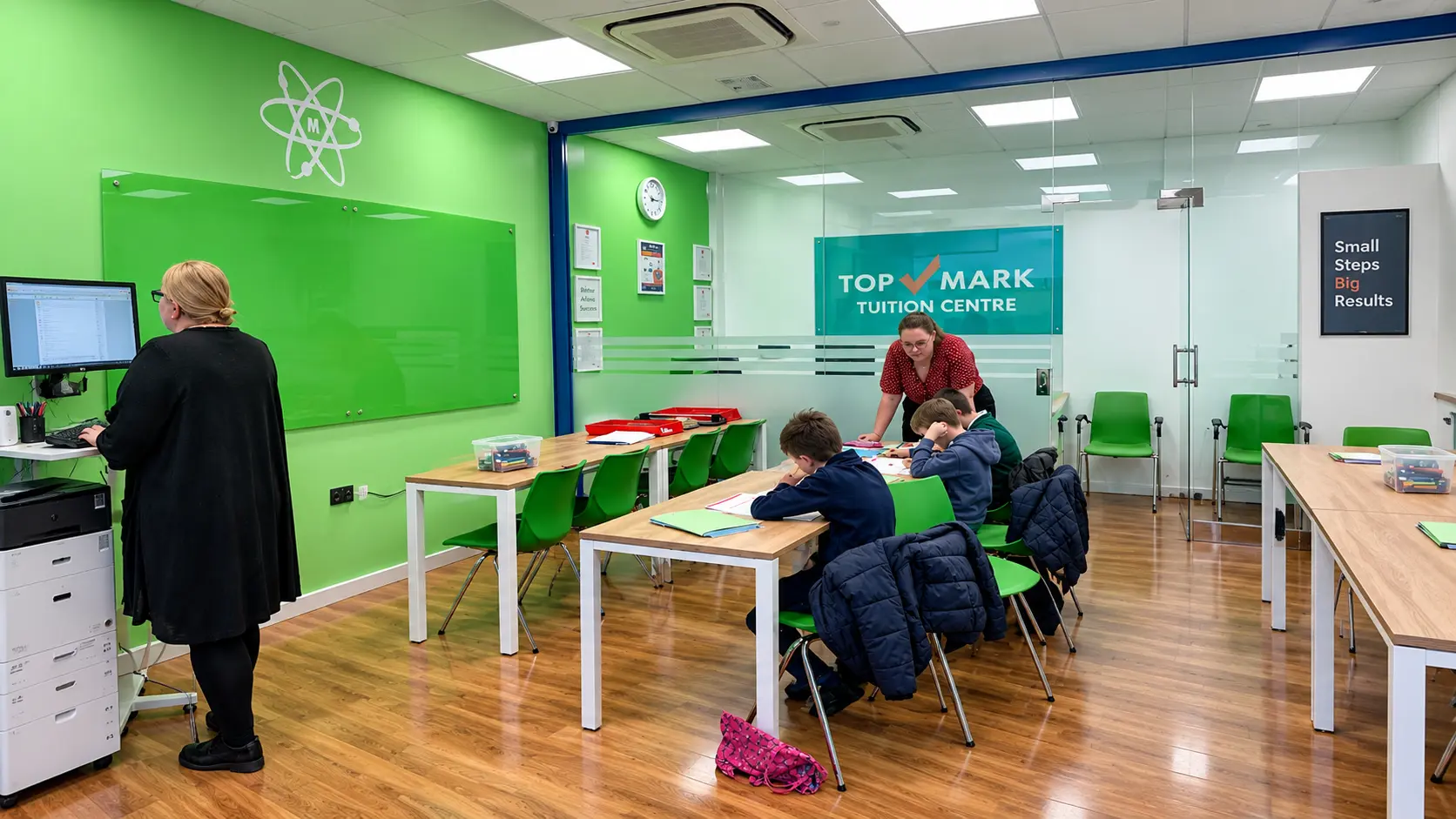 Students working through exercises during a lesson